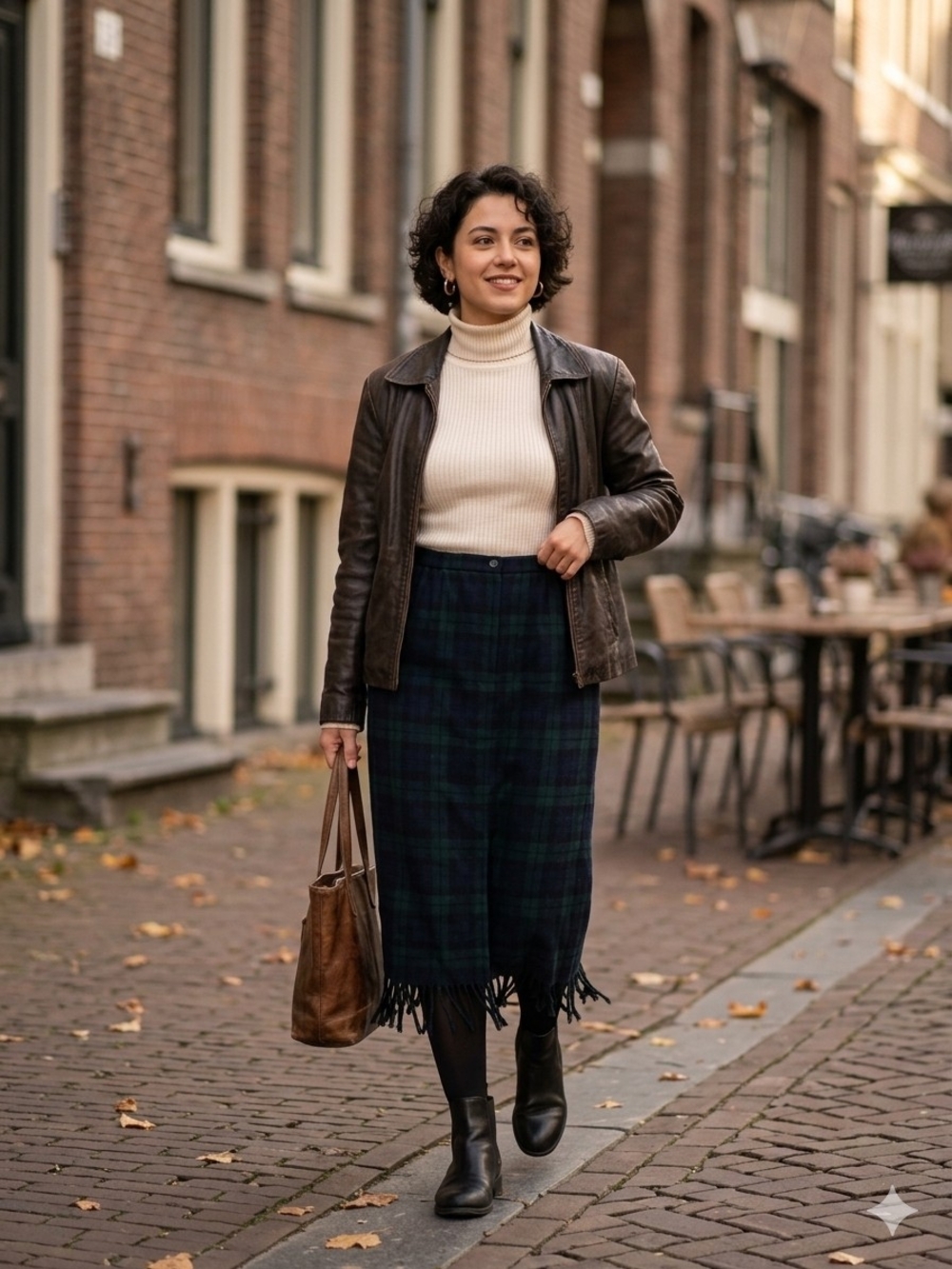 Briggs New York Green Tartan Fringe Midi Skirt • 12P